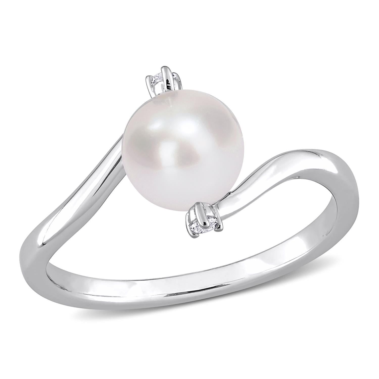Freshwater Cultured Pearl and Lab-Created White Sapphire Ring sold by Lord & Taylor
