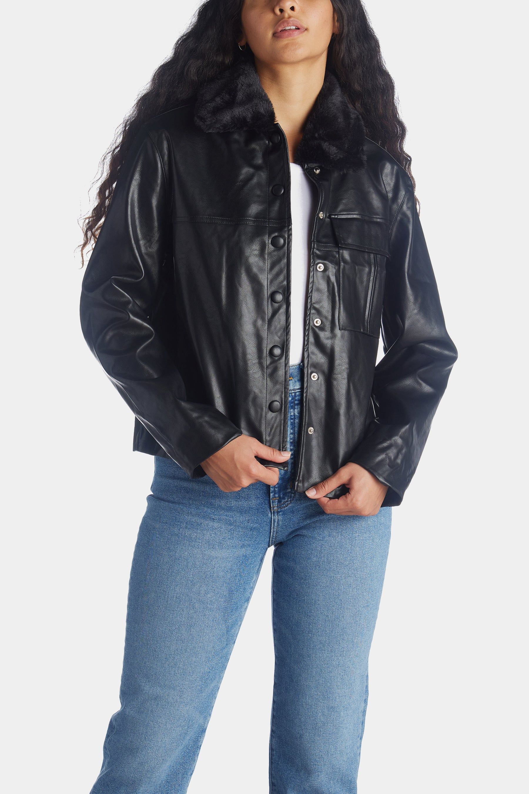 Eloise Vegan Pu Jacket With Detachable Fur Collar sold by Lord & Taylor