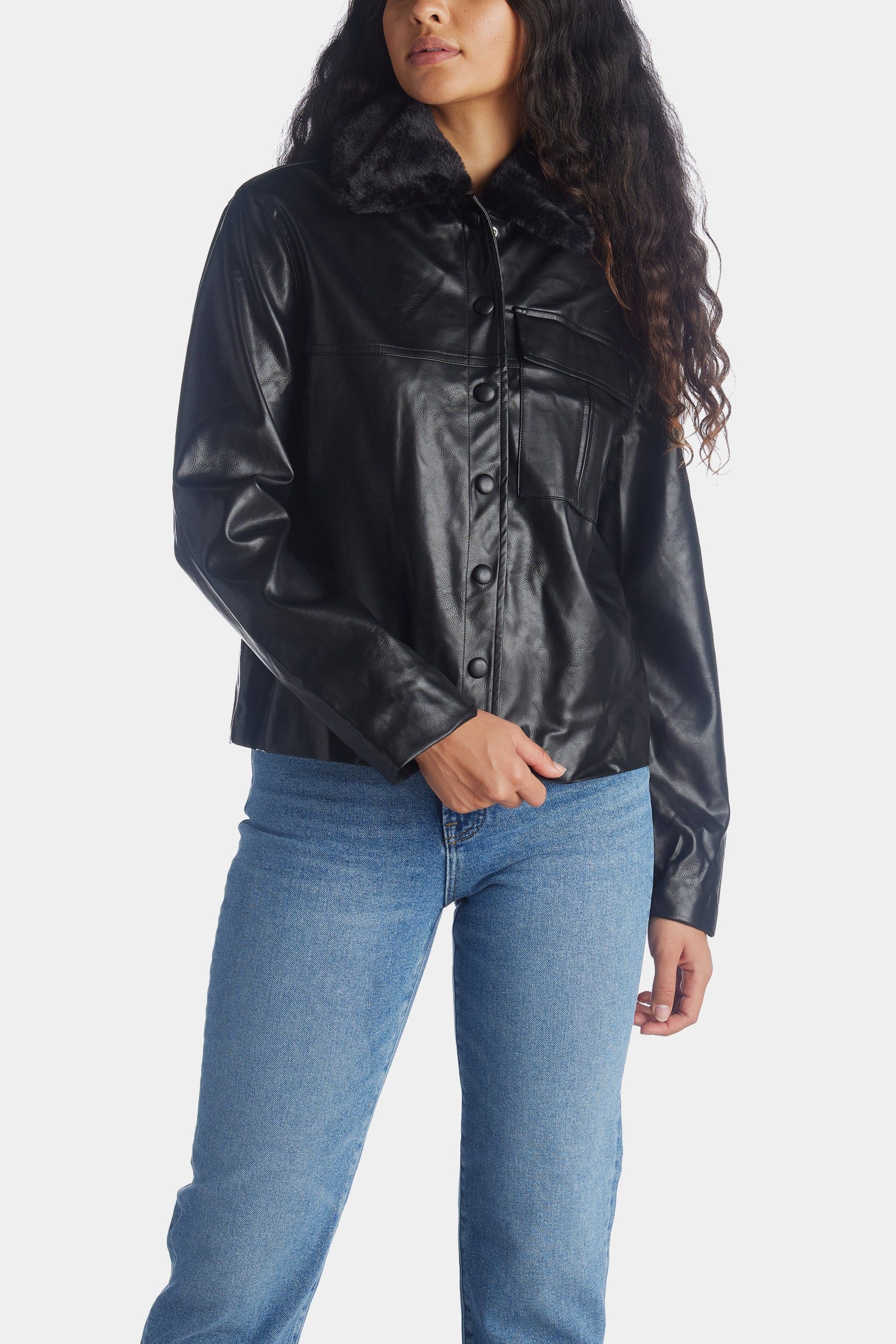 Eloise Vegan Pu Jacket With Detachable Fur Collar sold by Lord & Taylor product image thumbnail 5