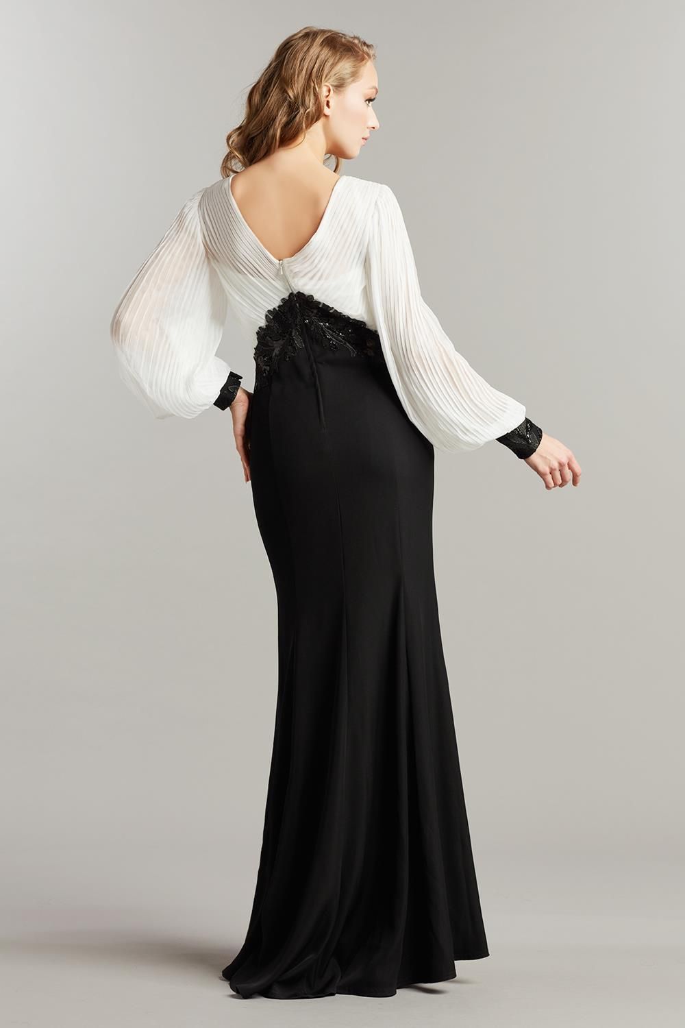 Long Sleeve Chiffon Sequin Crepe Gown sold by Lord & Taylor product image thumbnail 3