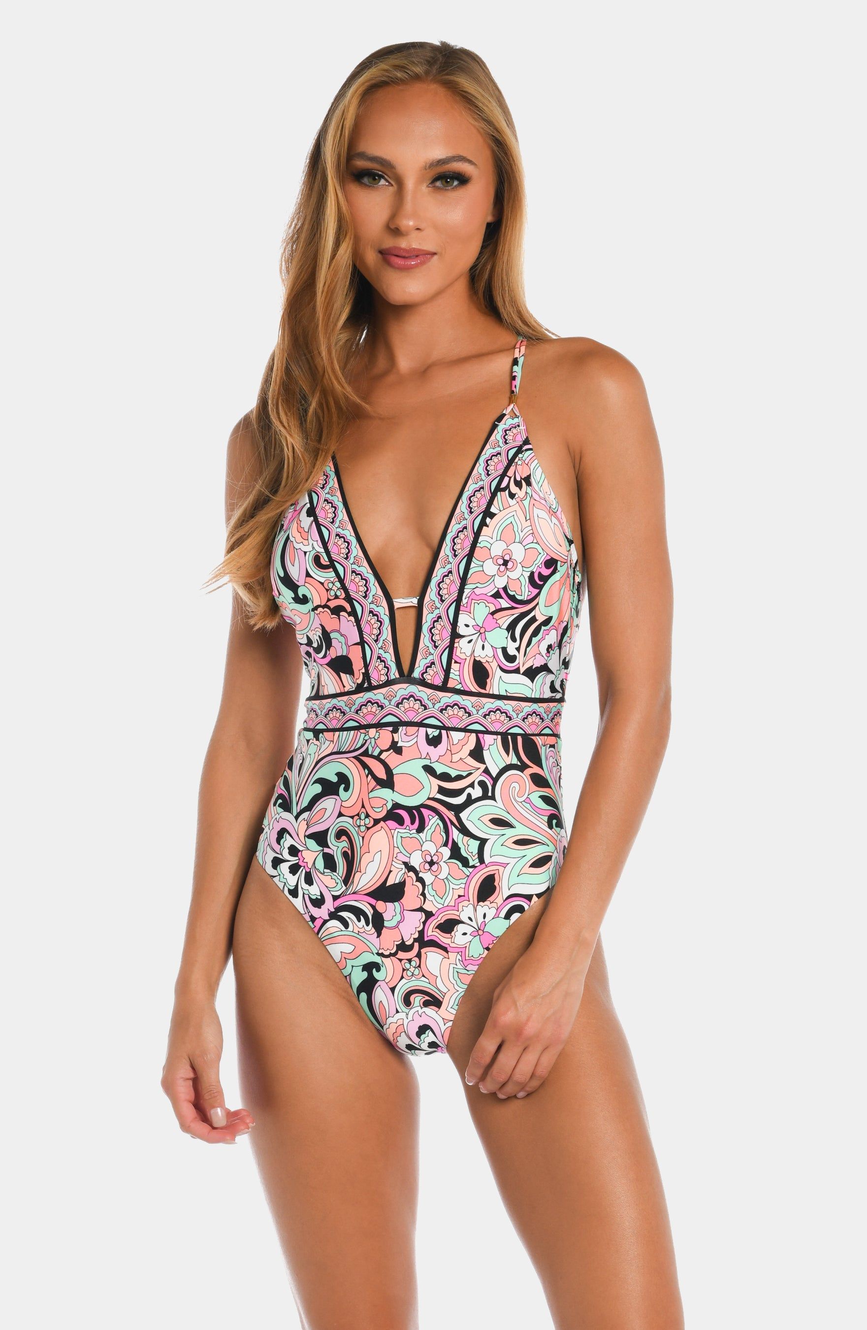 Paisley V-Plunge One Piece sold by Lord & Taylor