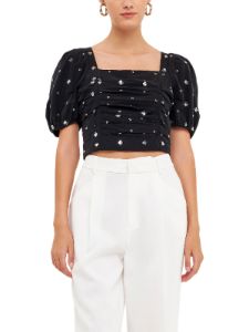 Sequined Floral Embroidery Top sold by Lord & Taylor