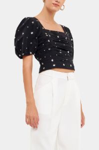 Sequined Floral Embroidery Top sold by Lord & Taylor