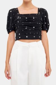 Sequined Floral Embroidery Top sold by Lord & Taylor