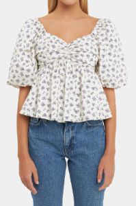 Floral Puff Sleeve Top sold by Lord & Taylor