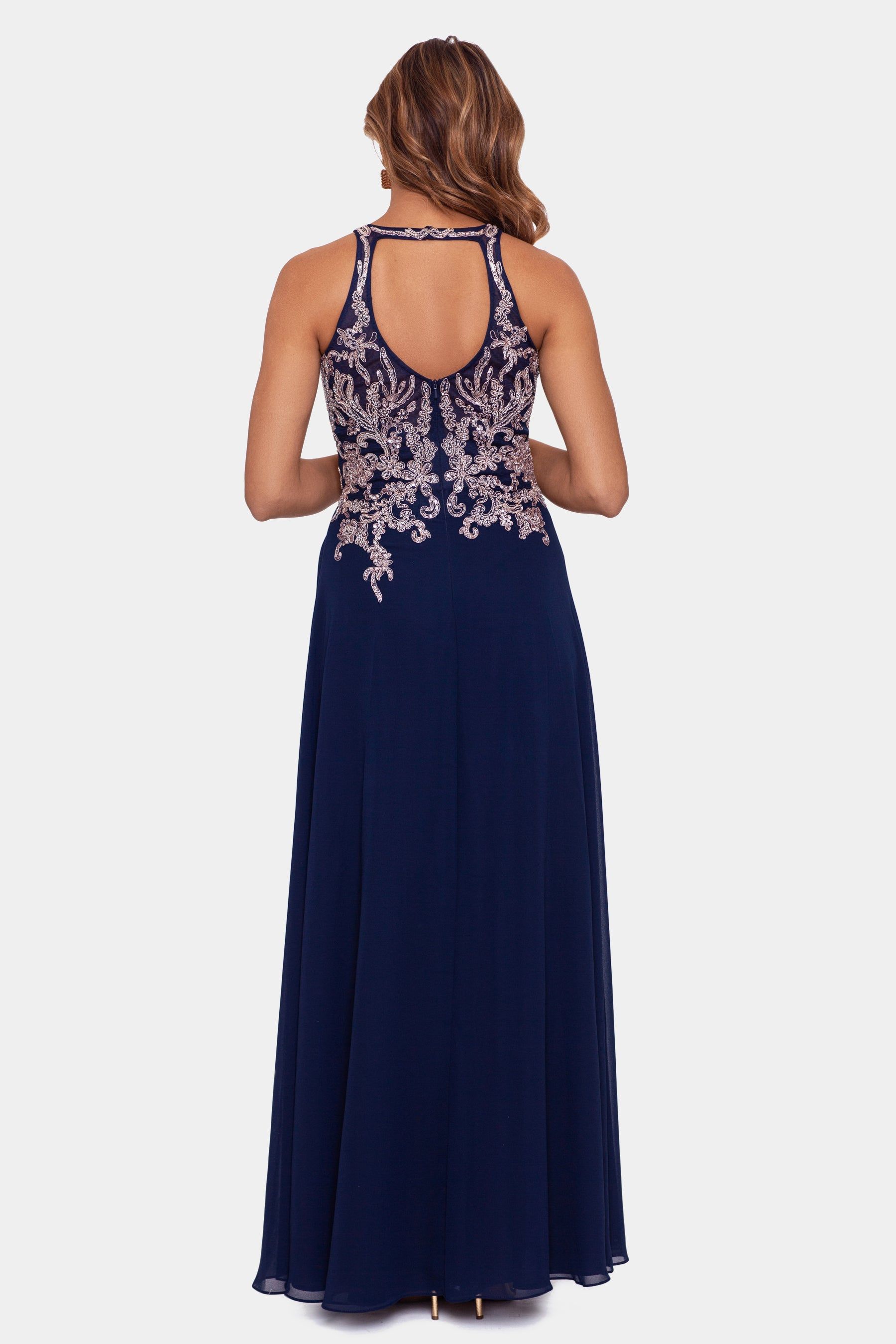 Long Chiffon Beaded Halter Dress sold by Lord & Taylor product image thumbnail 4