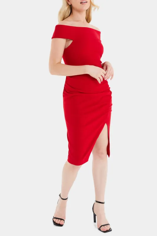 Scuba Crepe Bardot Midi Dress sold by Lord & Taylor