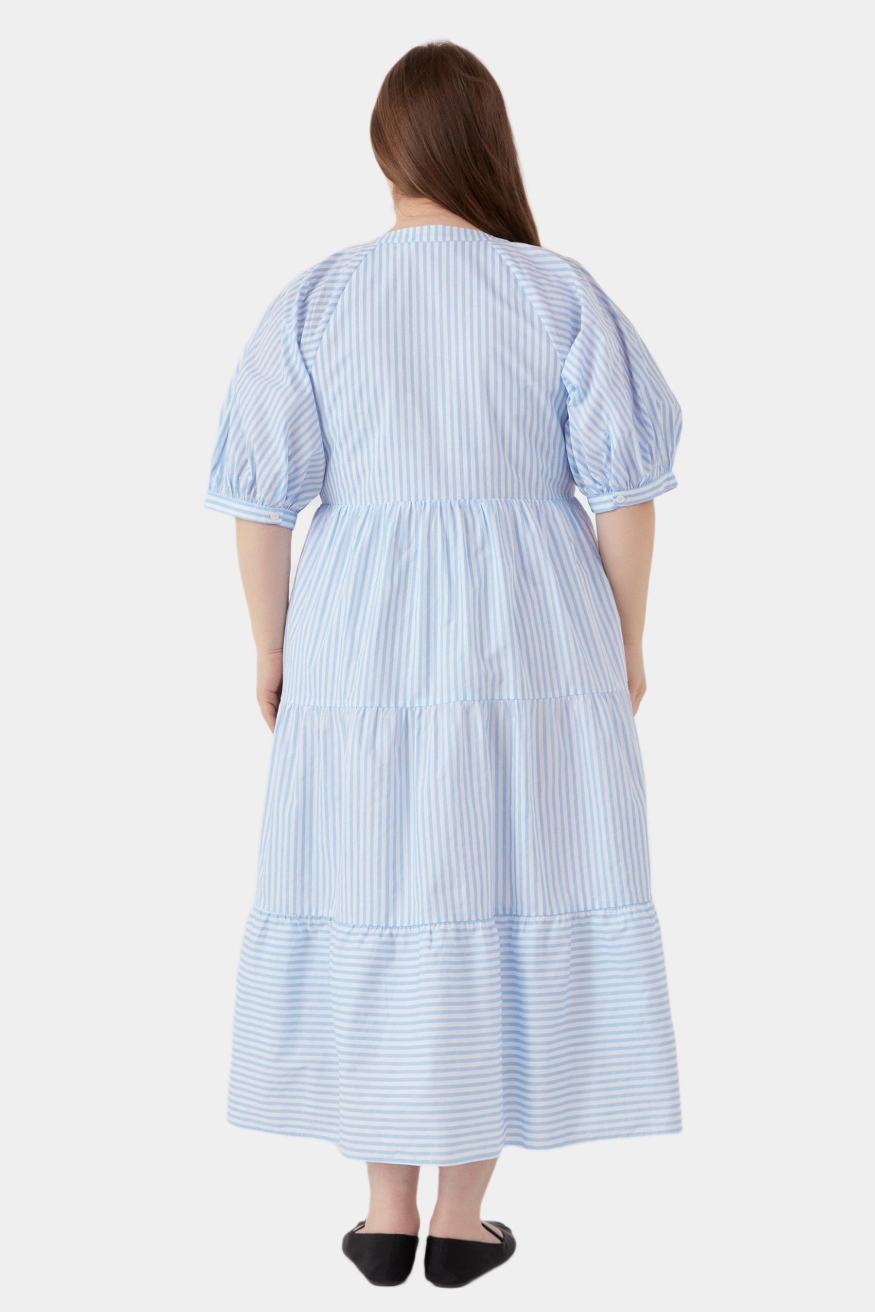Stripe Puff Sleeve Tiered Midi Dress sold by Lord & Taylor product image thumbnail 4