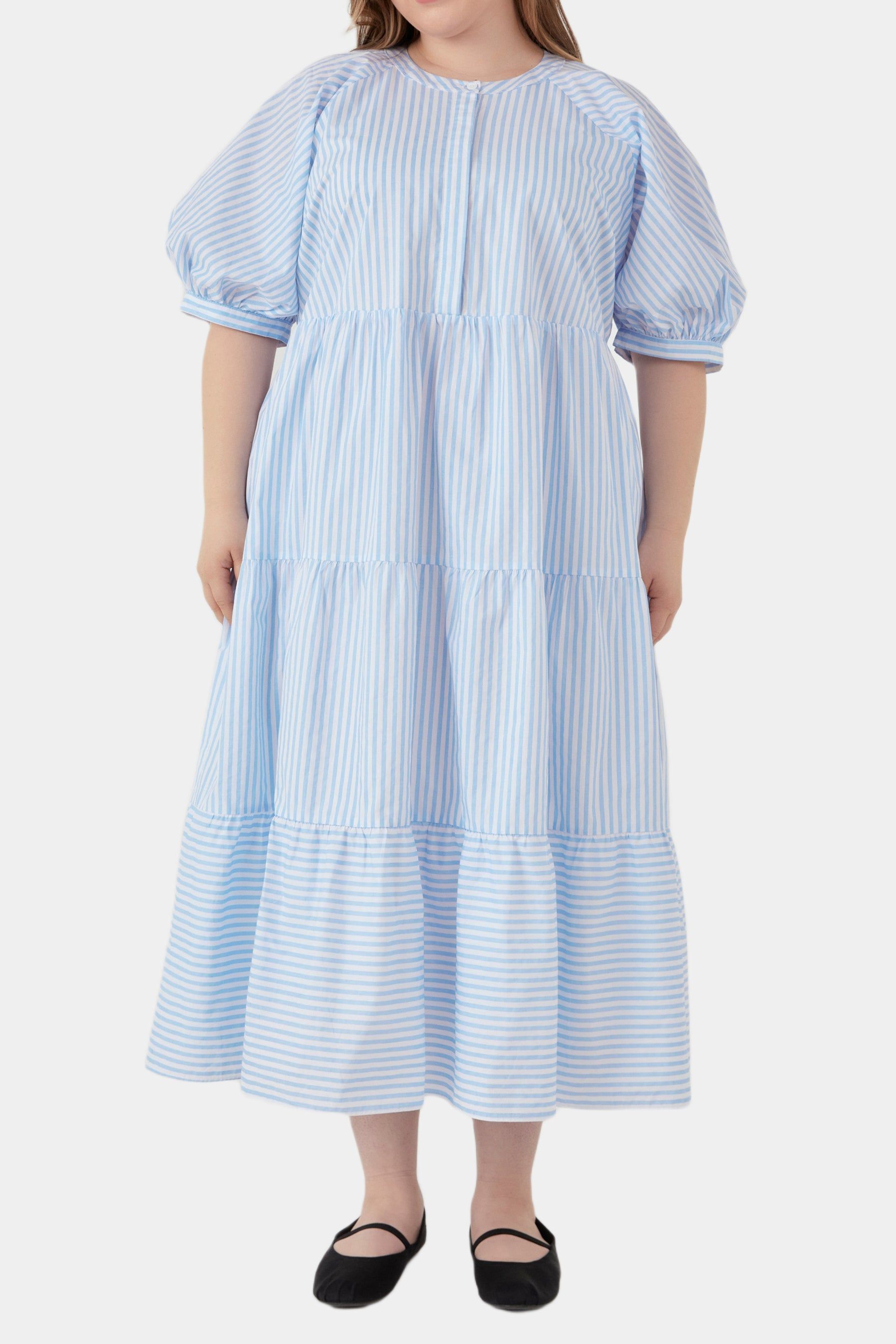 Stripe Puff Sleeve Tiered Midi Dress sold by Lord & Taylor product image thumbnail 6