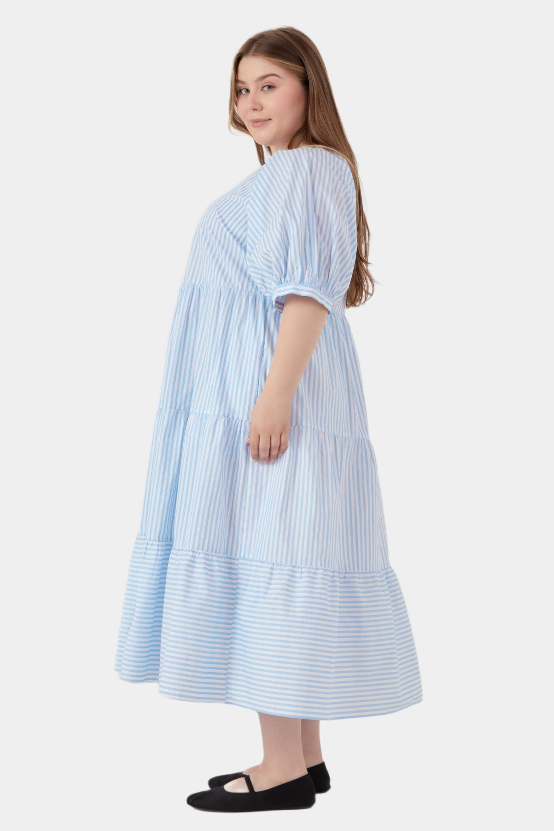 Stripe Puff Sleeve Tiered Midi Dress sold by Lord & Taylor product image thumbnail 3