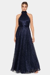 Long Metallic Crinkle Halter Wrap Skirt sold by Lord & Taylor
