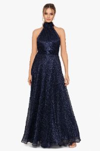 Long Metallic Crinkle Halter Wrap Skirt sold by Lord & Taylor