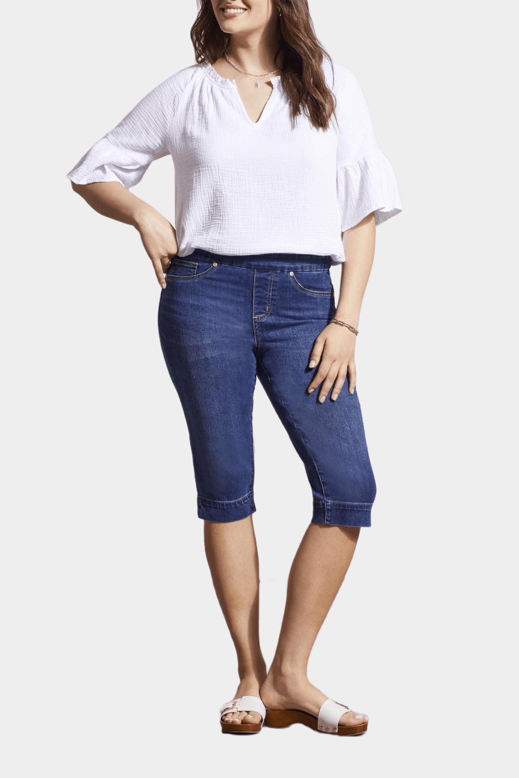 Audrey Pull On Side Slit Capri Jeans sold by Lord & Taylor