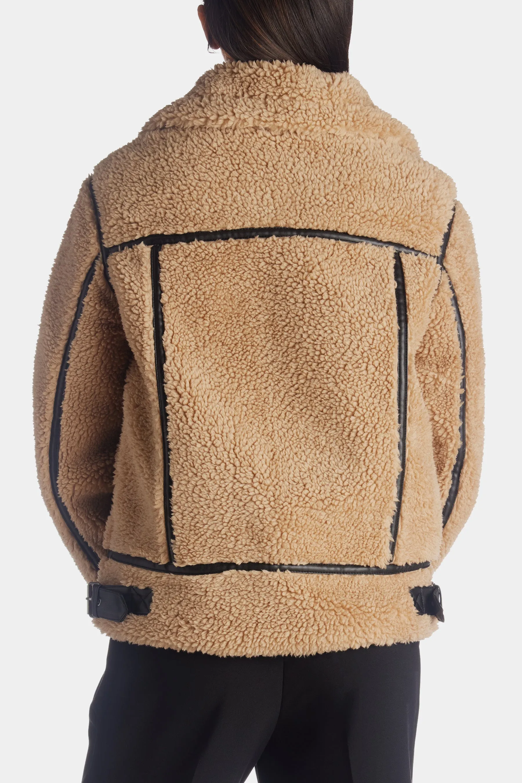 Vegan Leather Trim All Over Sherpa Aviator Jacket sold by Lord & Taylor product image thumbnail 5