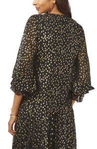 Long Sleeve Smock Cuff V-Neck Foil Dot sold by Lord & Taylor