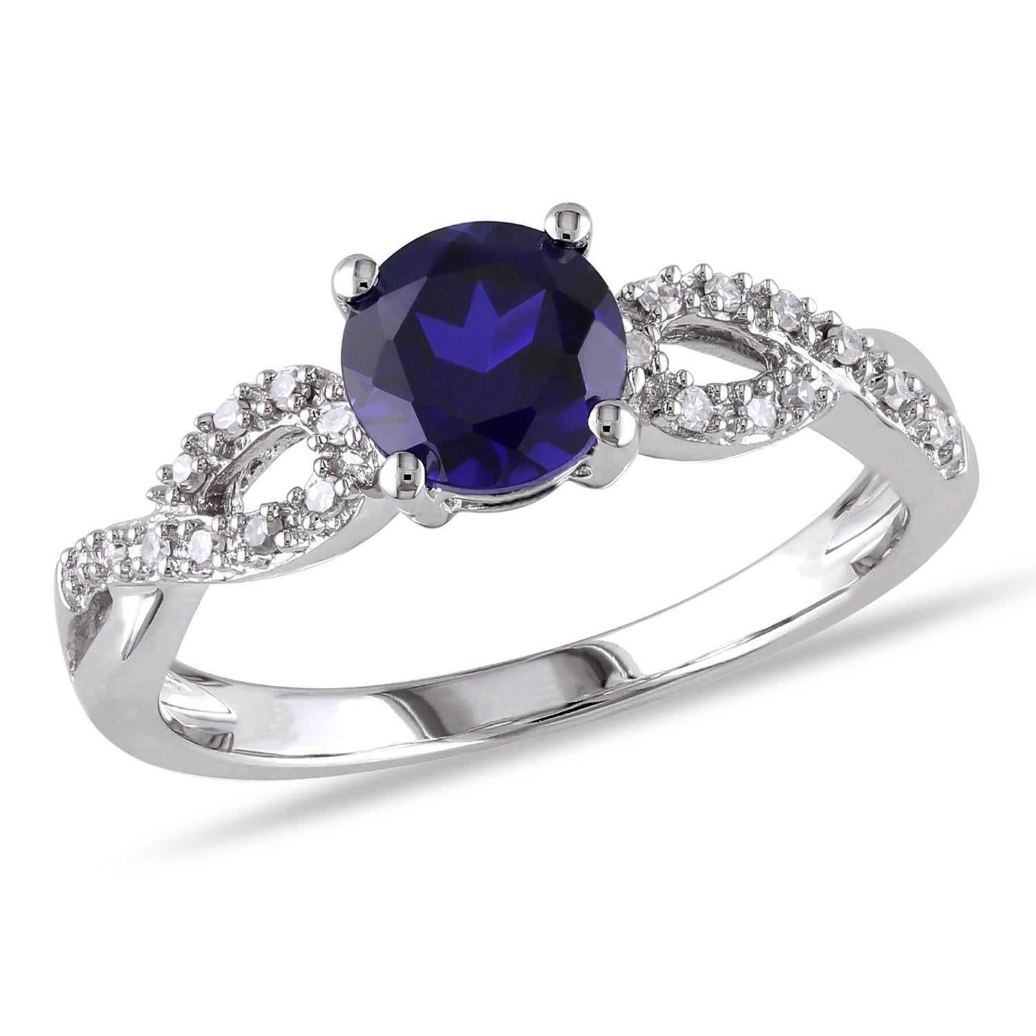 10k White Gold Created Blue Sapphire and Diamond Infinity Ring sold by Lord & Taylor product image thumbnail 5