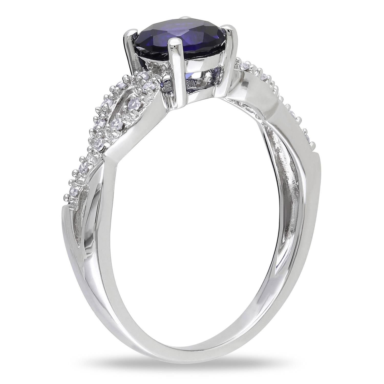 10k White Gold Created Blue Sapphire and Diamond Infinity Ring sold by Lord & Taylor product image thumbnail 2