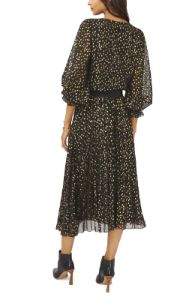 Long Sleeve Smock Cuff V-Neck Foil Dot sold by Lord & Taylor
