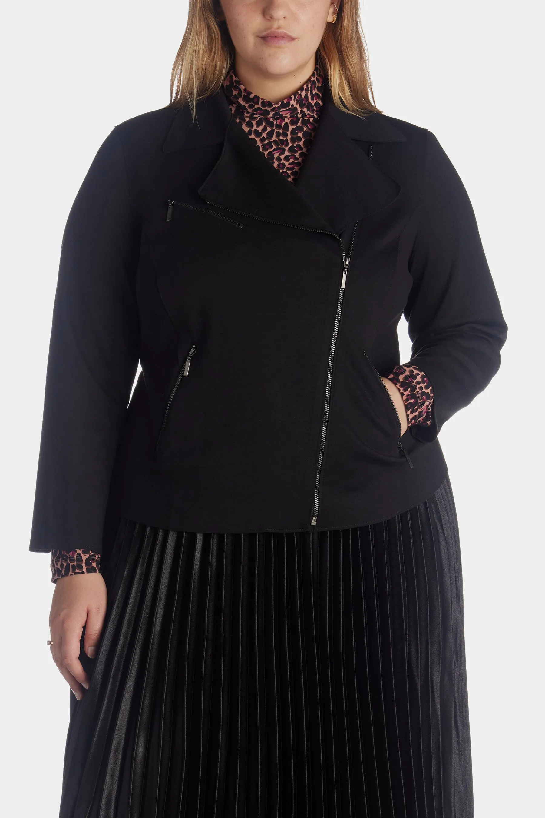 Scuba Ponte Zip Front Moto Jacket sold by Lord & Taylor product image thumbnail 3