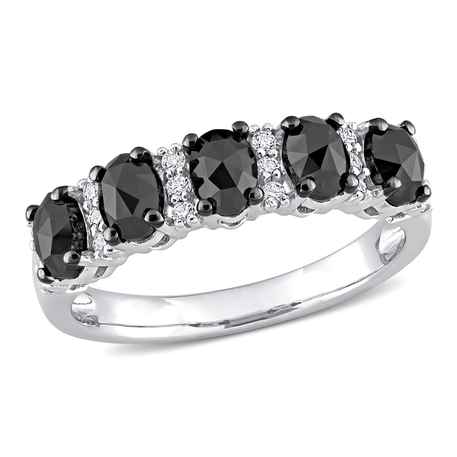 10k White Gold Black Diamond and Moissanite Ring sold by Lord & Taylor product image thumbnail 4