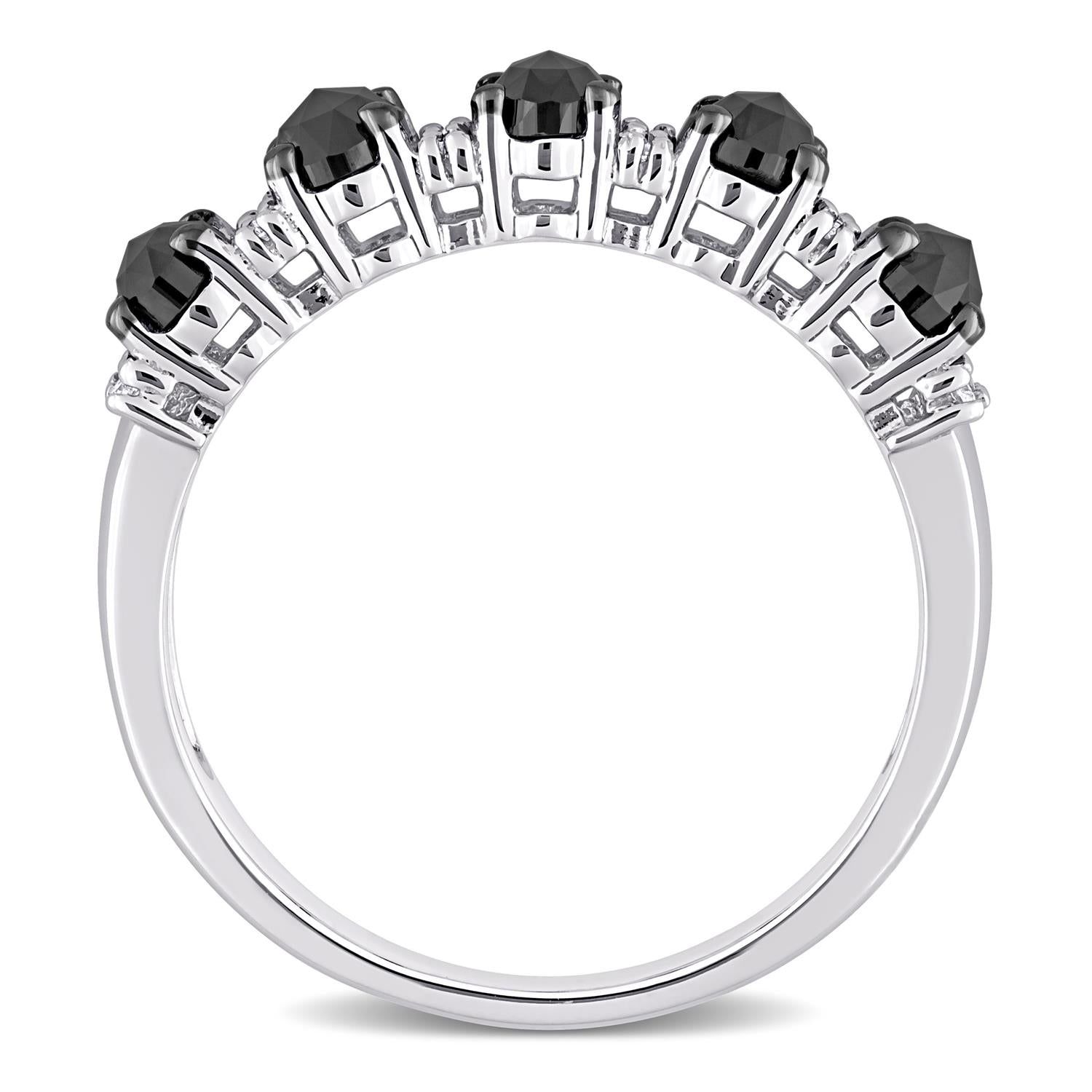 10k White Gold Black Diamond and Moissanite Ring sold by Lord & Taylor product image thumbnail 2