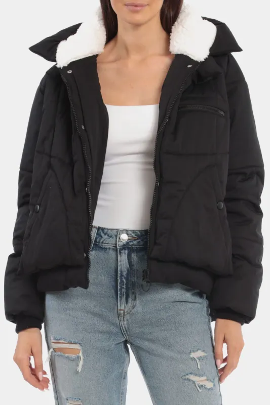 Oversized Hooded Utility Cropped Puffer Jacket sold by Lord & Taylor