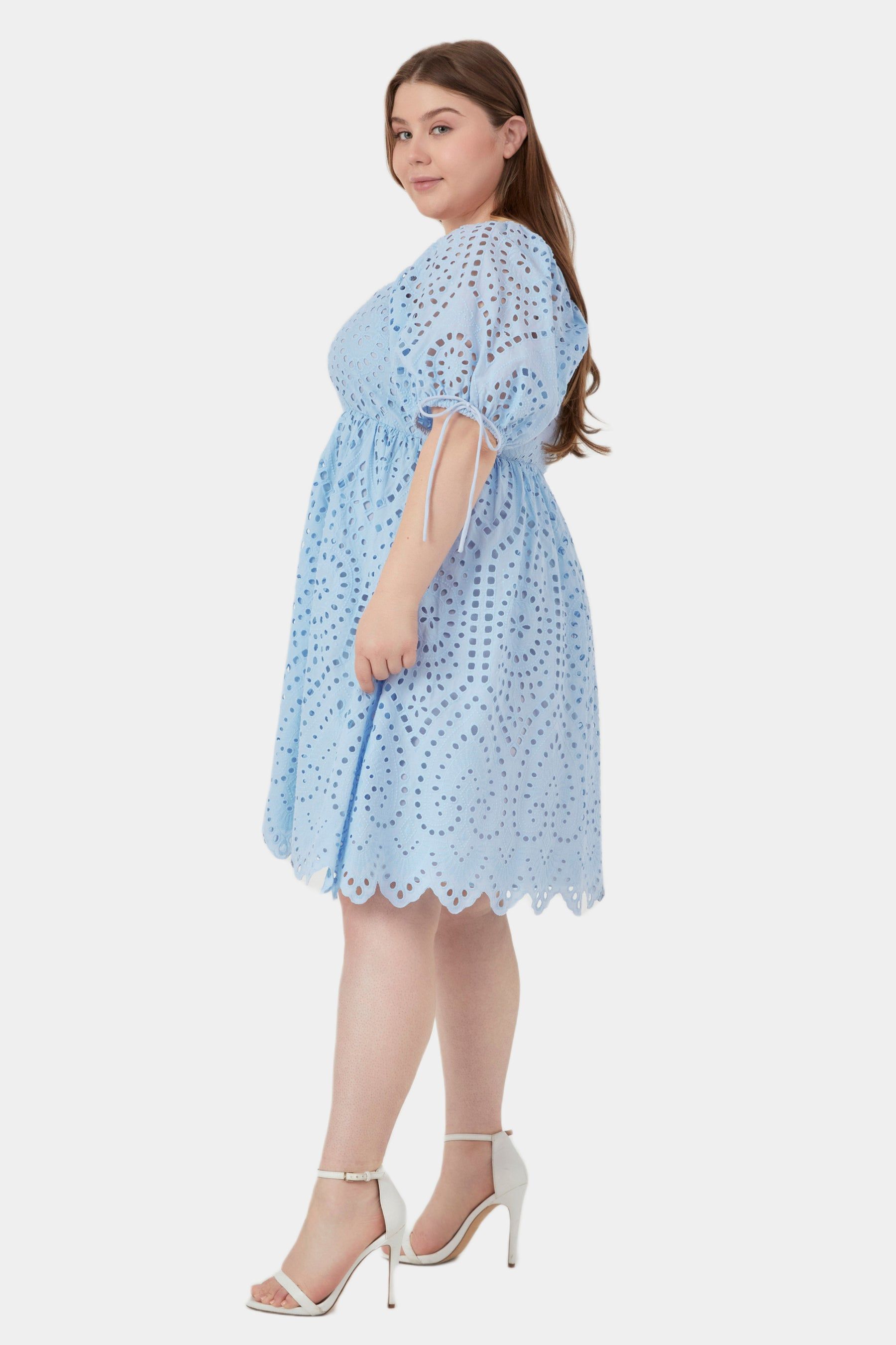 Eyelet Scallop Edge Mini Dress sold by Lord & Taylor product image thumbnail 3
