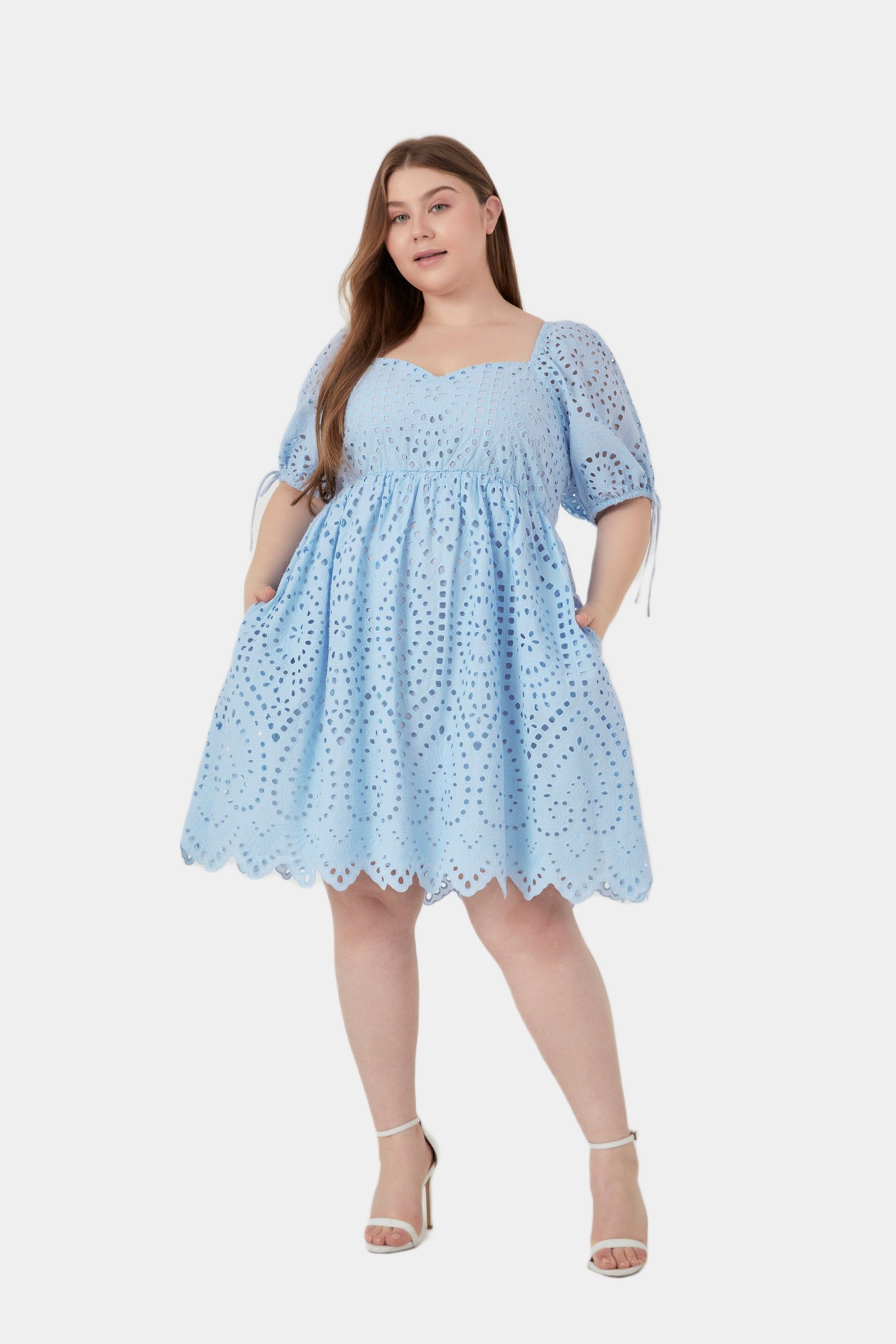 Eyelet Scallop Edge Mini Dress sold by Lord & Taylor