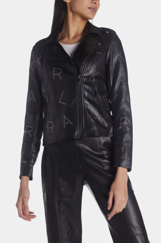 Faux Leather Stud Moto Jacket sold by Lord & Taylor
