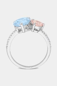 Blue Topaz Morganite and Diamond 2-Stone Toi et Moi Ring in Sterling Silver sold by Lord & Taylor