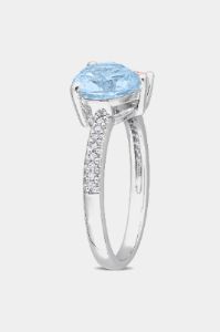 Blue Topaz Morganite and Diamond 2-Stone Toi et Moi Ring in Sterling Silver sold by Lord & Taylor