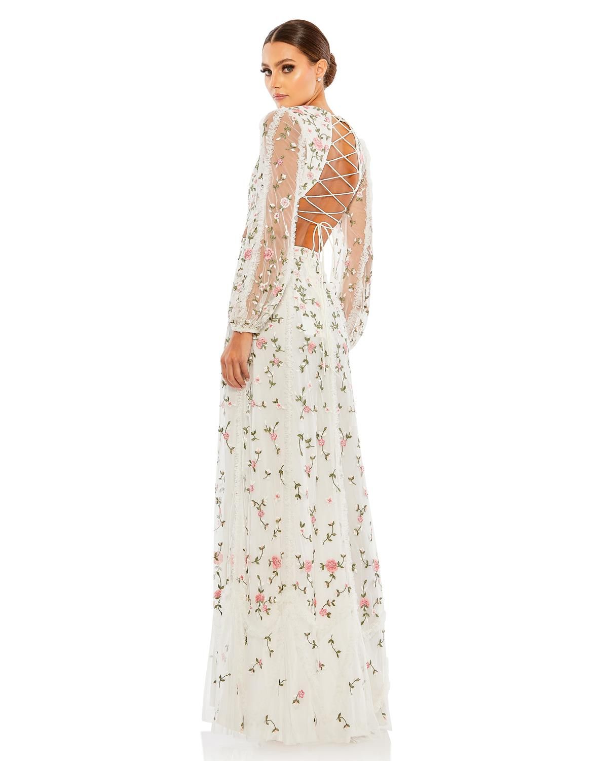 Floral Long Sleeve Cut Out Gown sold by Lord & Taylor product image thumbnail 3