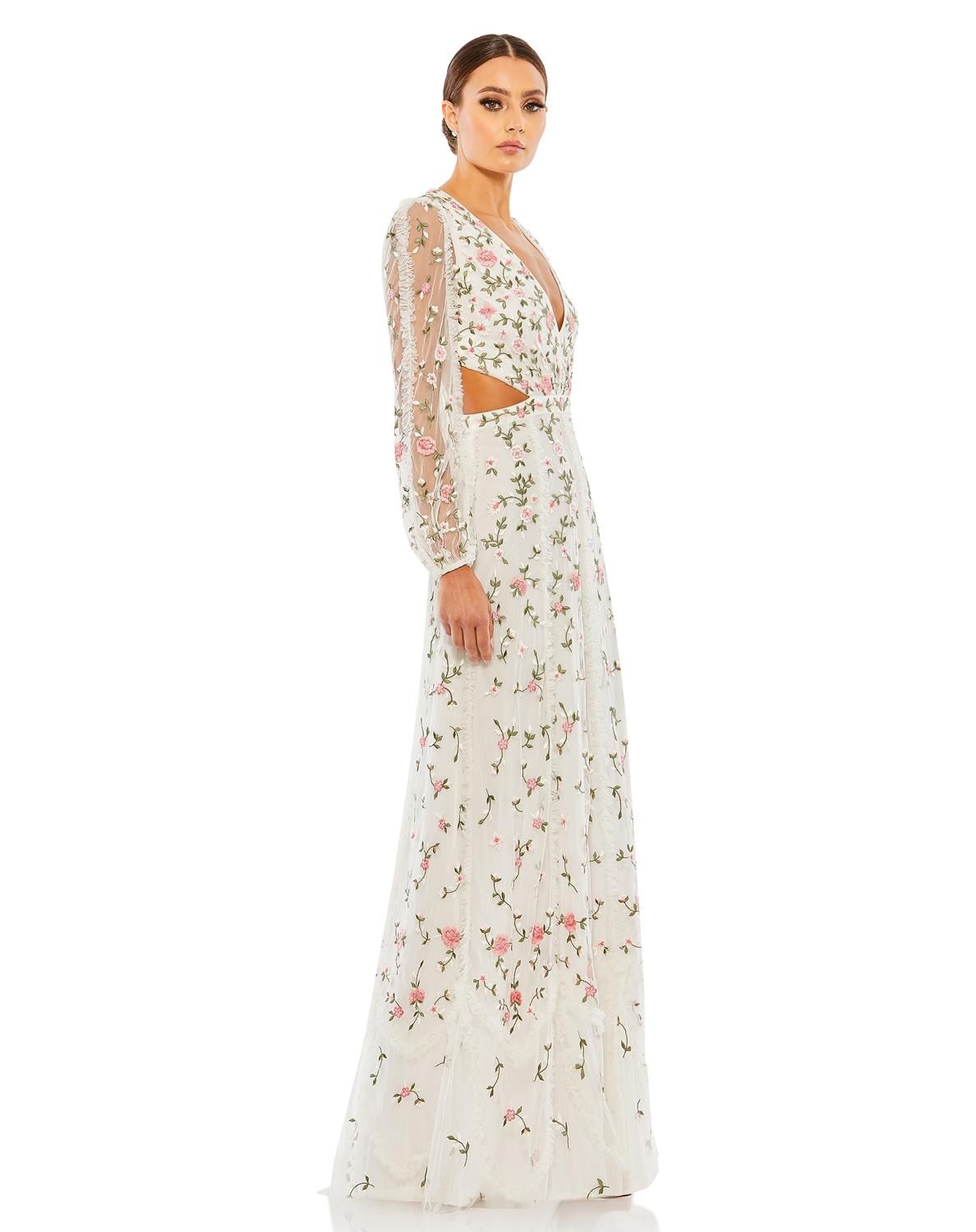 Floral Long Sleeve Cut Out Gown sold by Lord & Taylor product image thumbnail 2