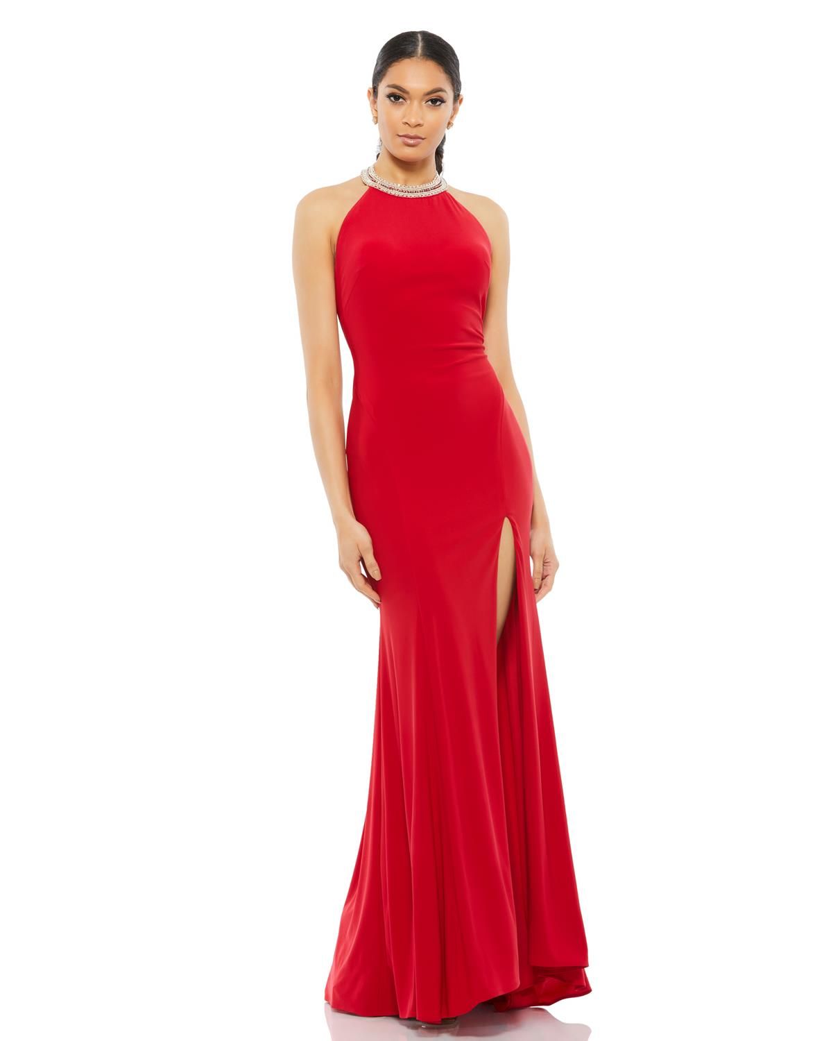 Beaded Halter Jersey Evening Gown sold by Lord & Taylor product image thumbnail 5