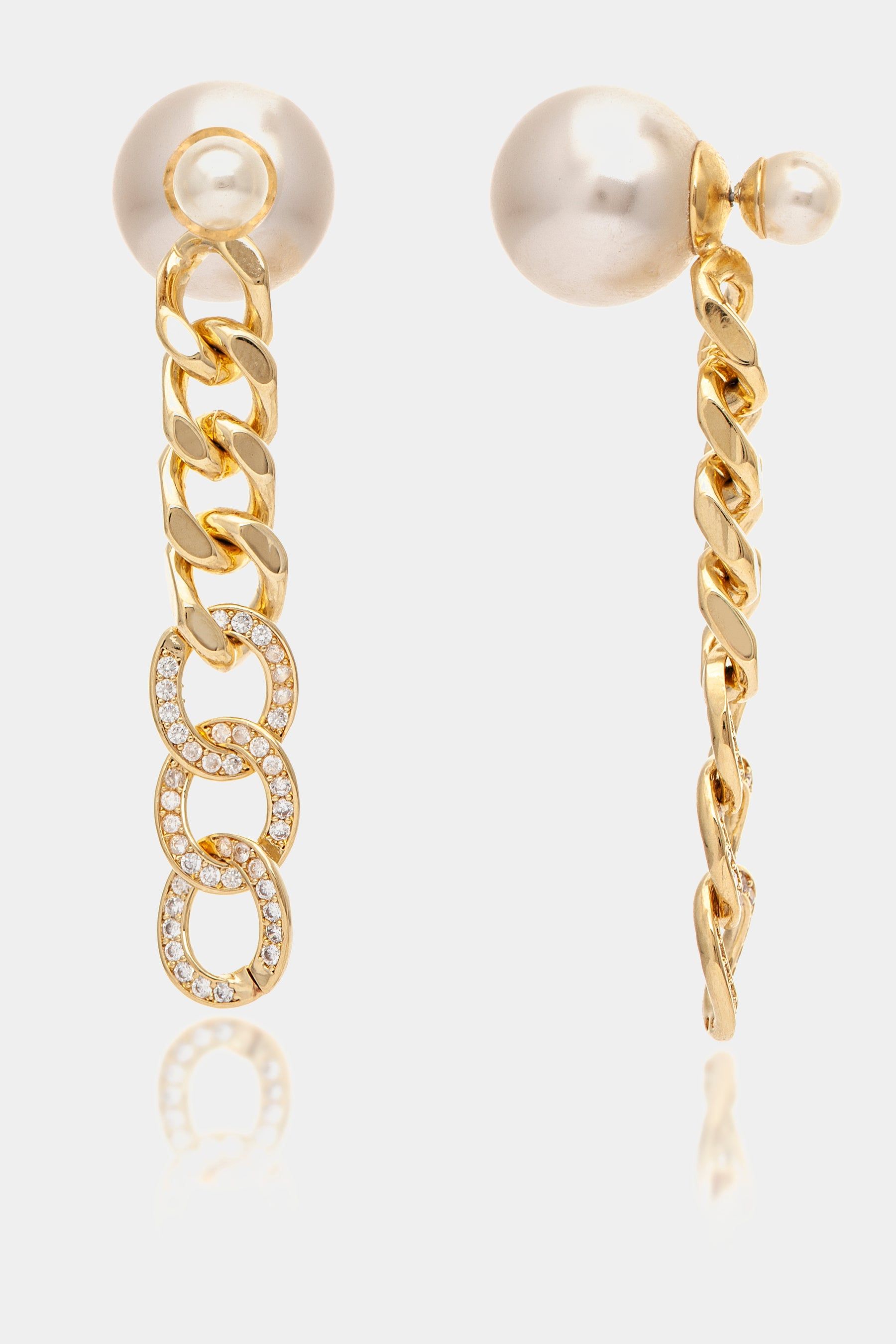 Pearl Drop + CZ Earrings sold by Lord & Taylor