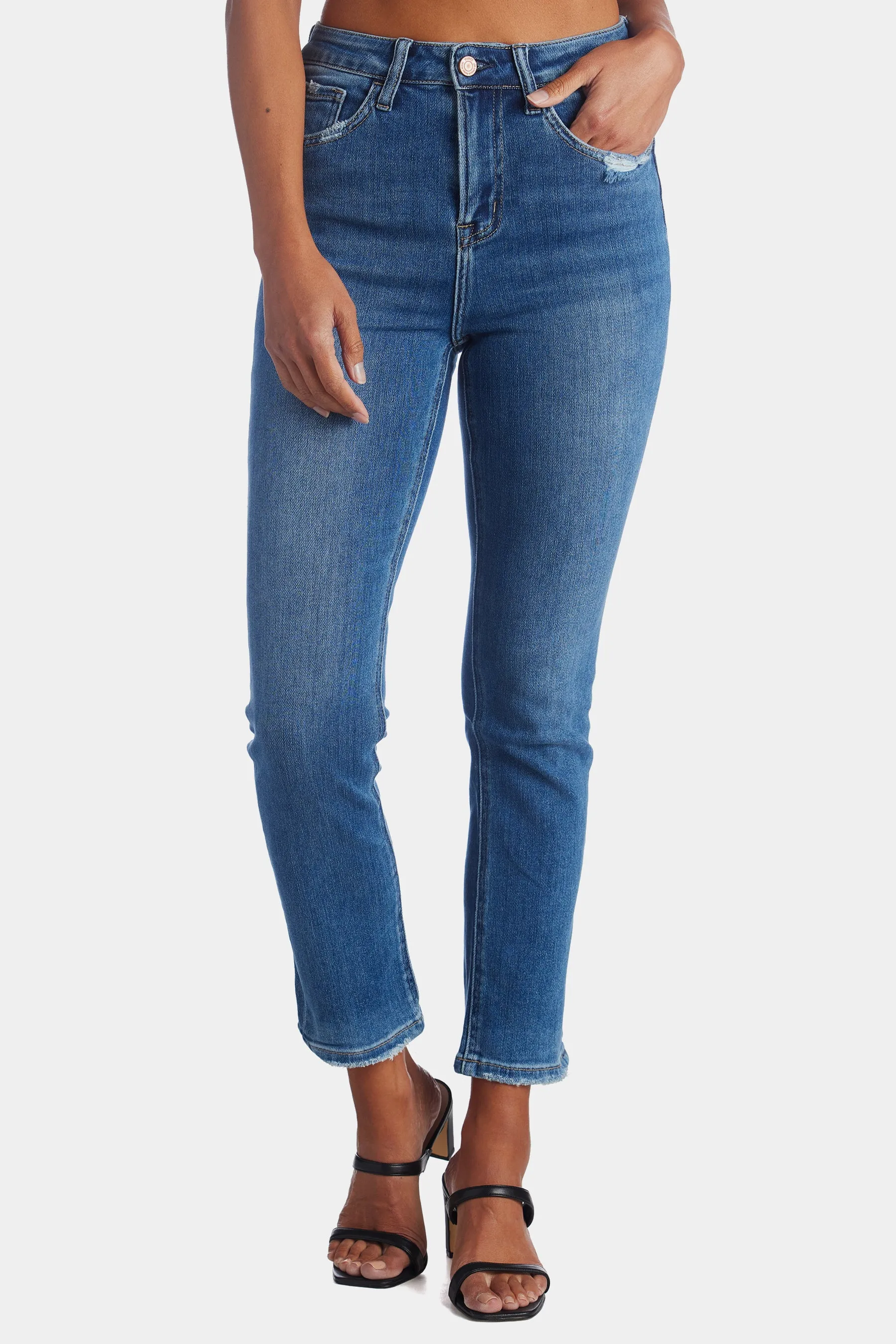 Stretch High Rise Slim Straight Ankle Jeans sold by Lord & Taylor product image thumbnail 2