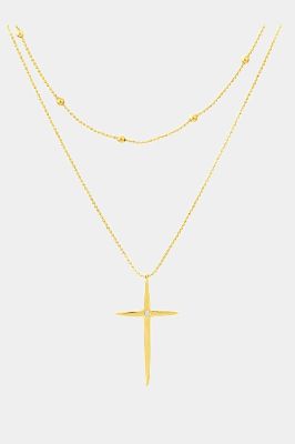 Beaded Diamond Cross Duo Necklace sold by Lord & Taylor