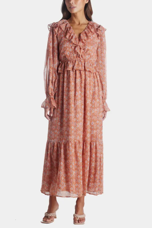 Smocked Ruffled Printed Midi Dress sold by Lord & Taylor