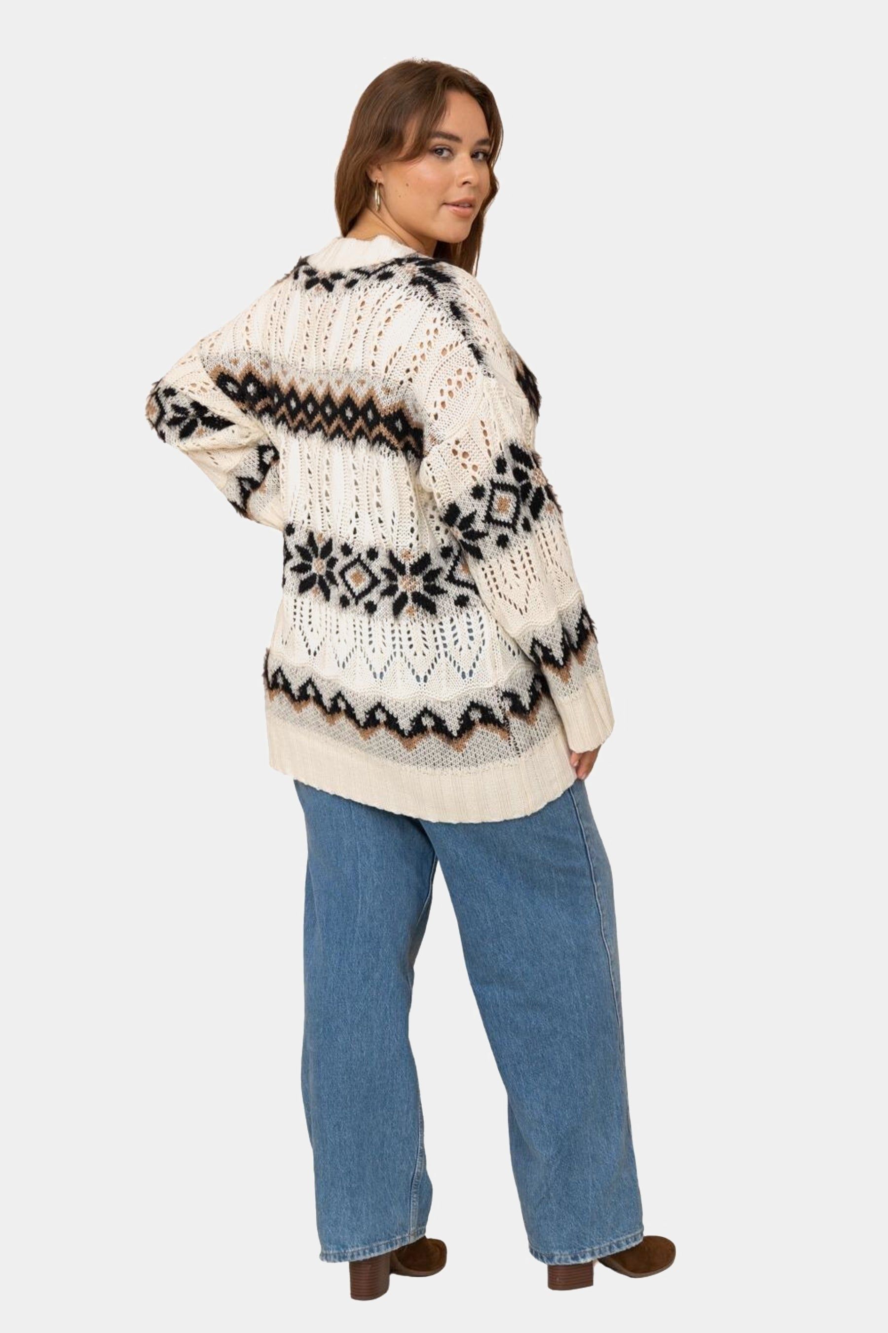 Open Knit Button Up Cardigan sold by Lord & Taylor product image thumbnail 5