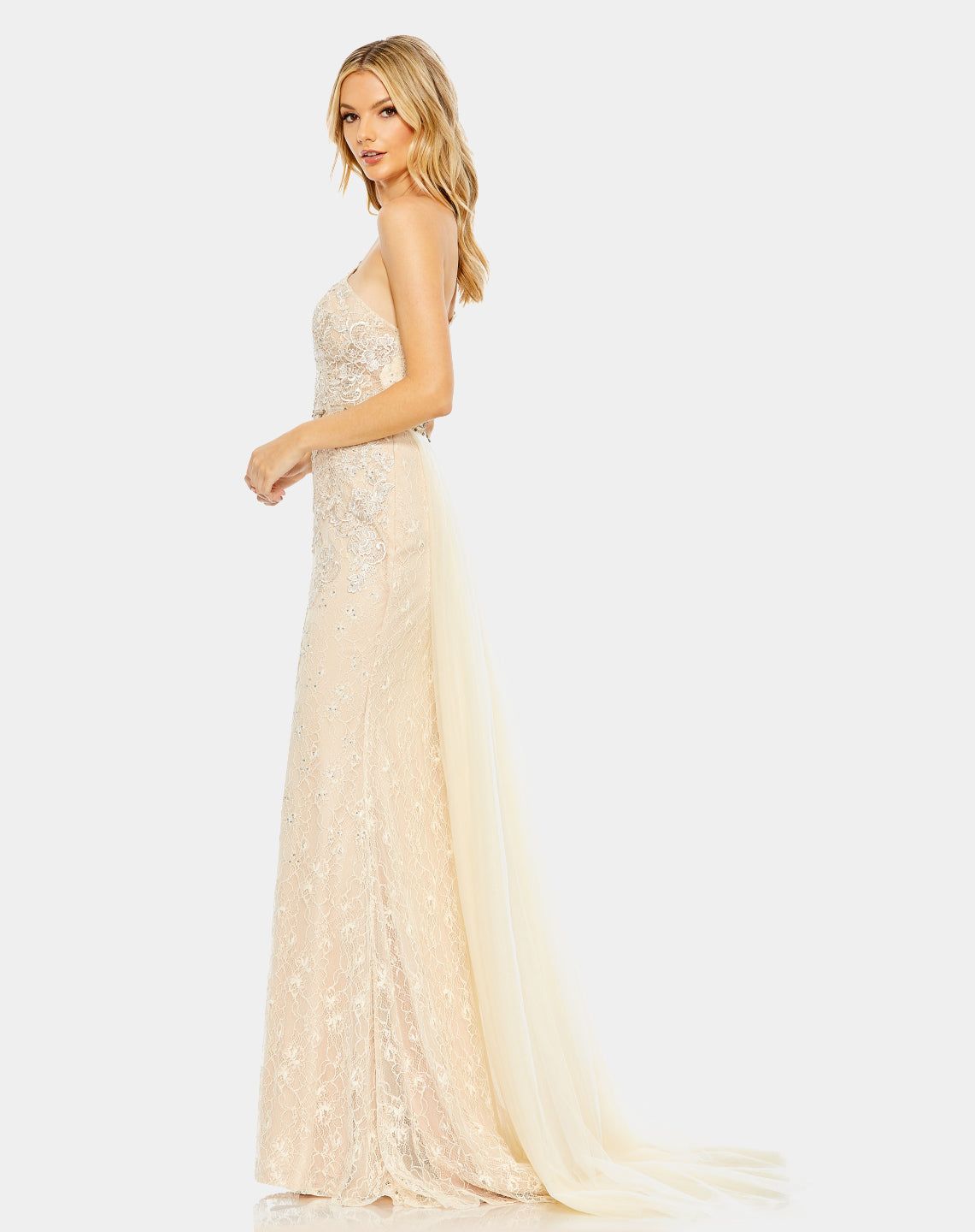 Lace One Shoulder Train Gown sold by Lord & Taylor product image thumbnail 4
