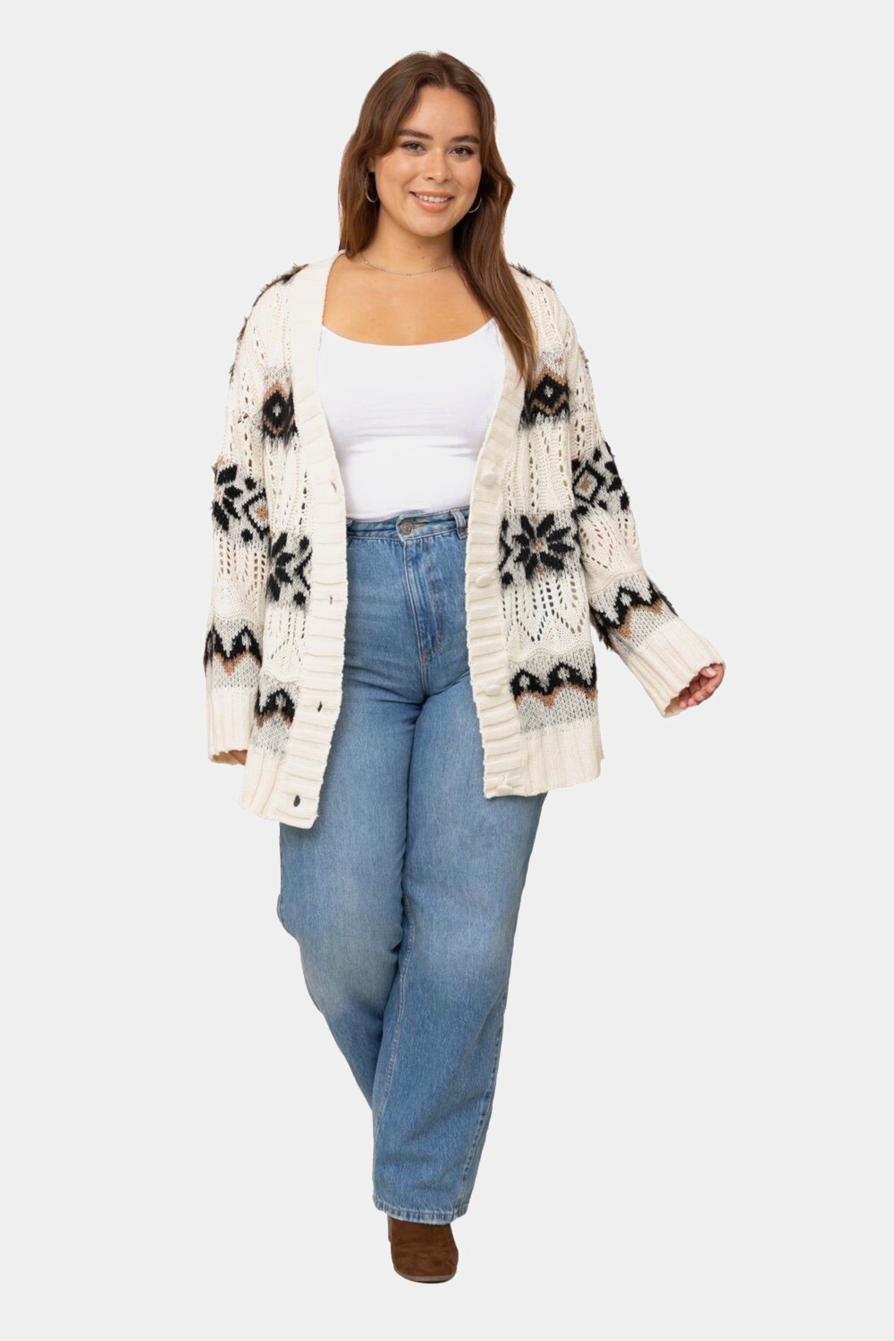 Open Knit Button Up Cardigan sold by Lord & Taylor product image thumbnail 6