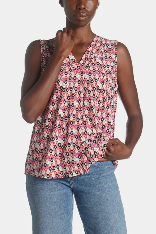 Printed Ity Pleat Front Shell Top sold by Lord & Taylor