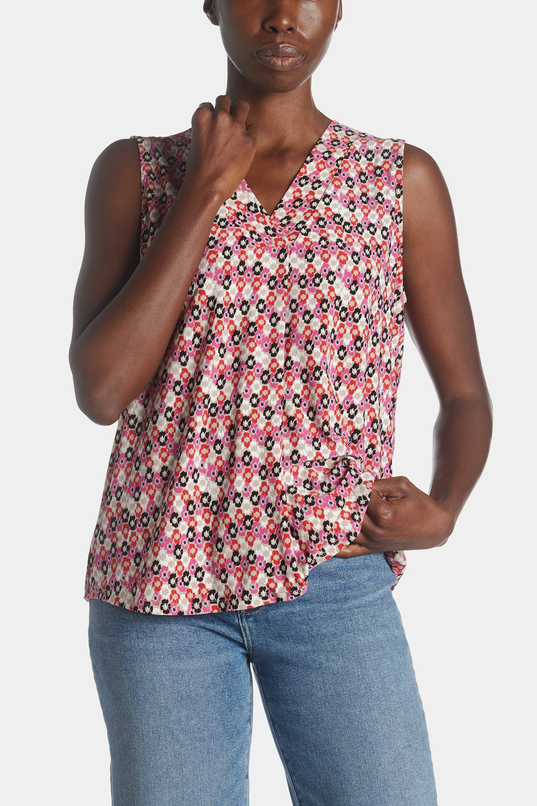 Printed Ity Pleat Front Shell Top sold by Lord & Taylor