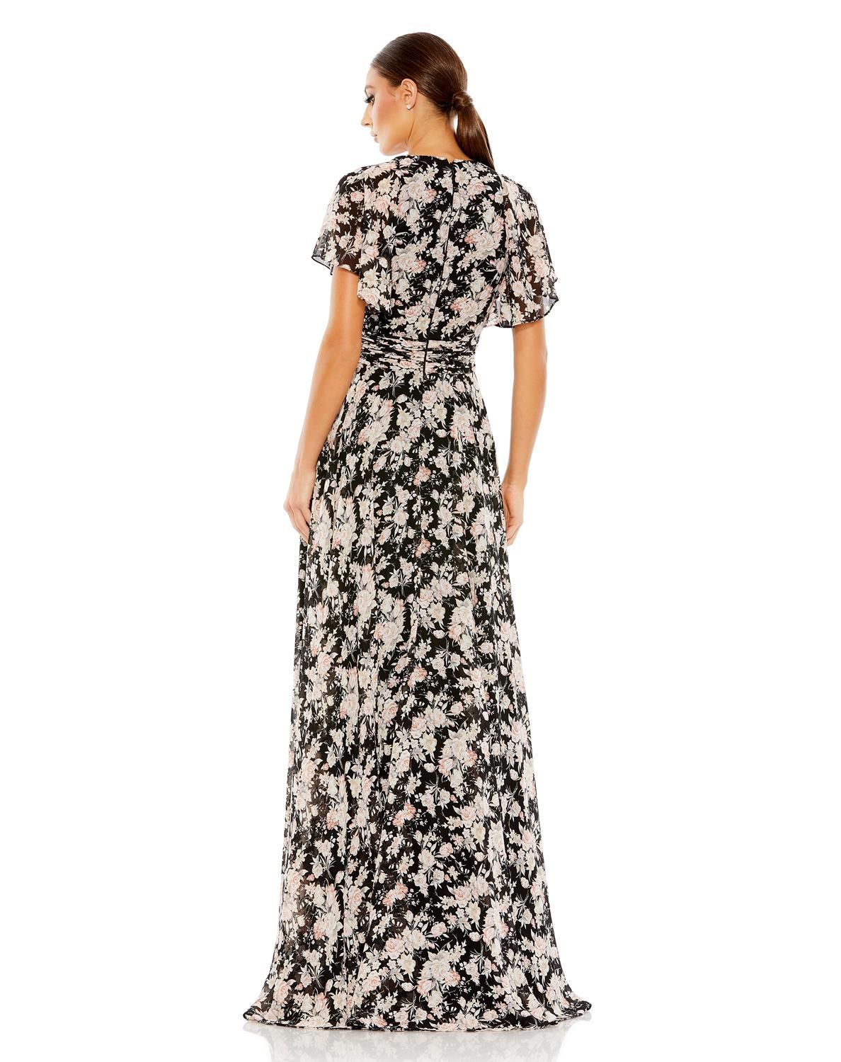 Floral Print Flutter Sleeve A Line Gown sold by Lord & Taylor product image thumbnail 2