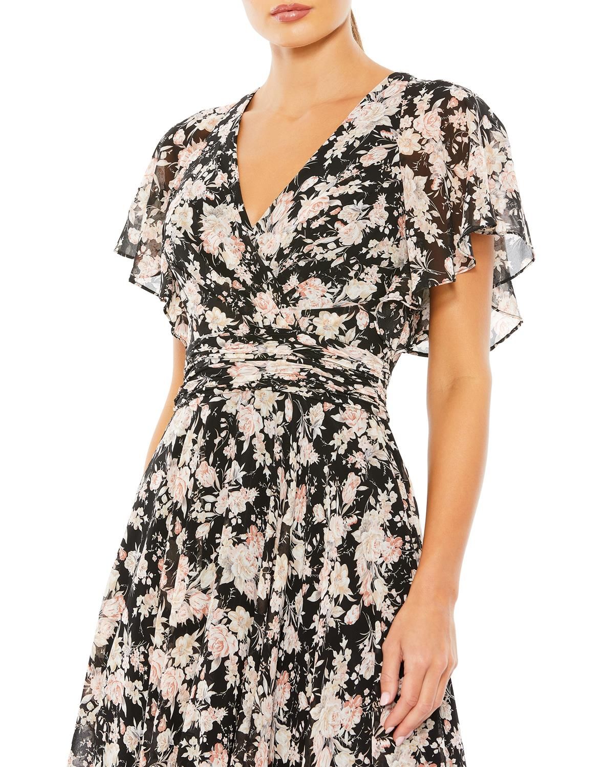 Floral Print Flutter Sleeve A Line Gown sold by Lord & Taylor product image thumbnail 3
