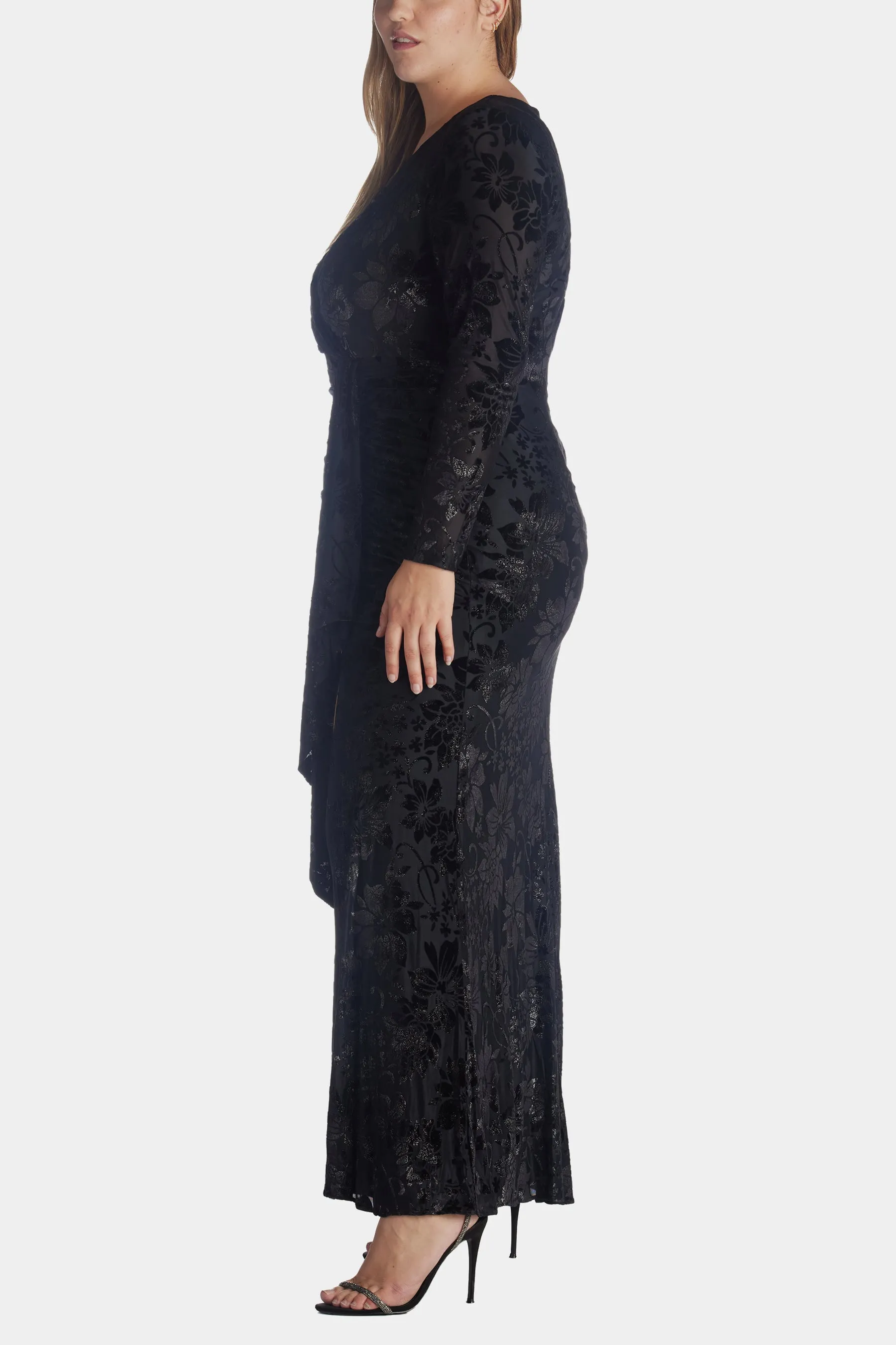 Long Burnout Ruffle Velvet Dress sold by Lord & Taylor product image thumbnail 4