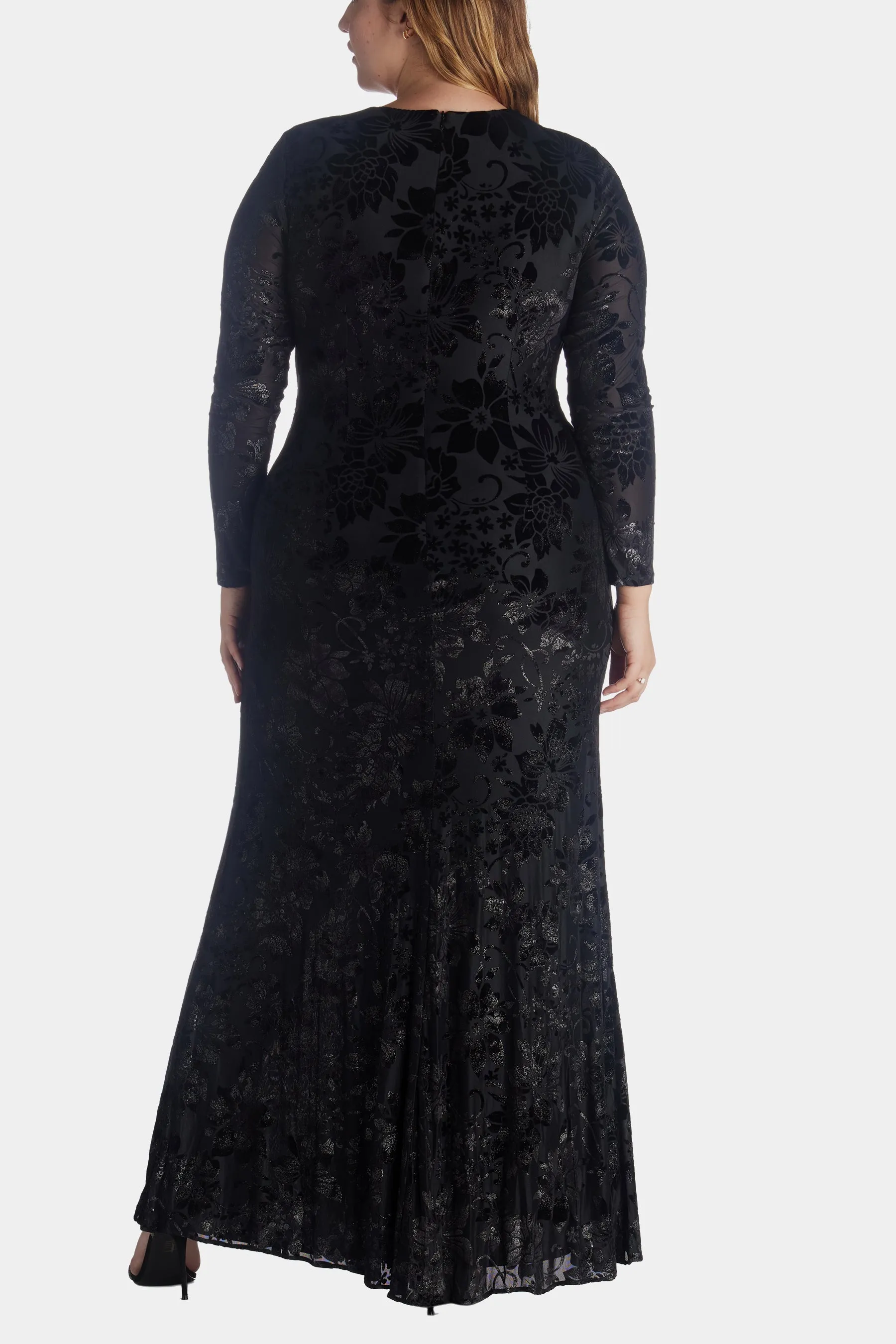 Long Burnout Ruffle Velvet Dress sold by Lord & Taylor product image thumbnail 5