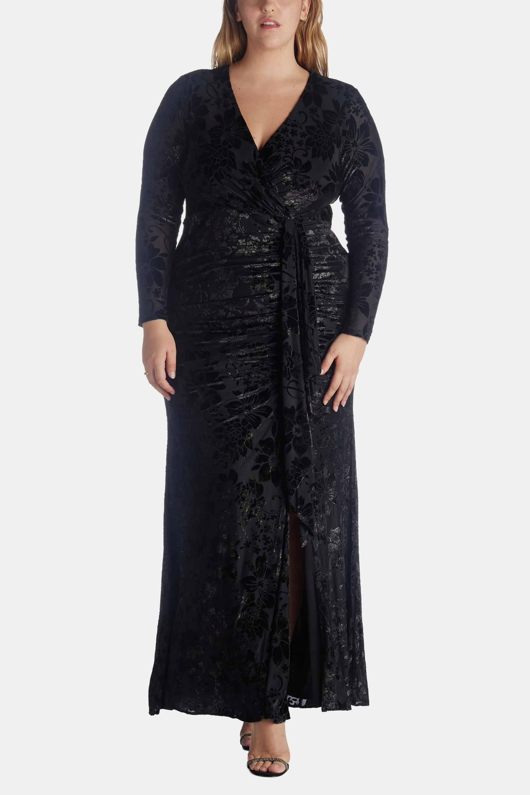 Long Burnout Ruffle Velvet Dress sold by Lord & Taylor product image thumbnail 2
