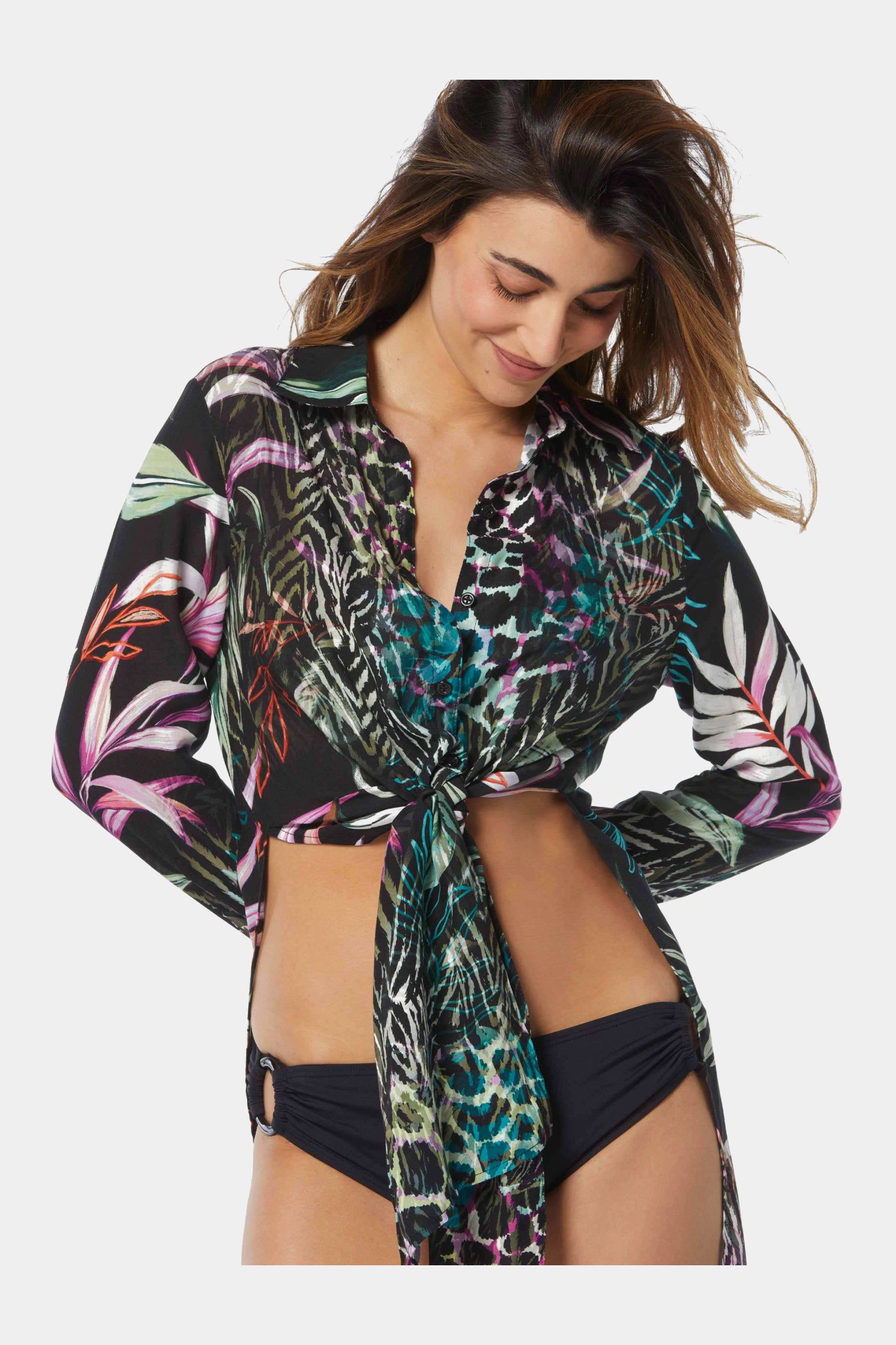 Organic Bloom Tie Front Shirt Cover Up sold by Lord & Taylor product image thumbnail 3