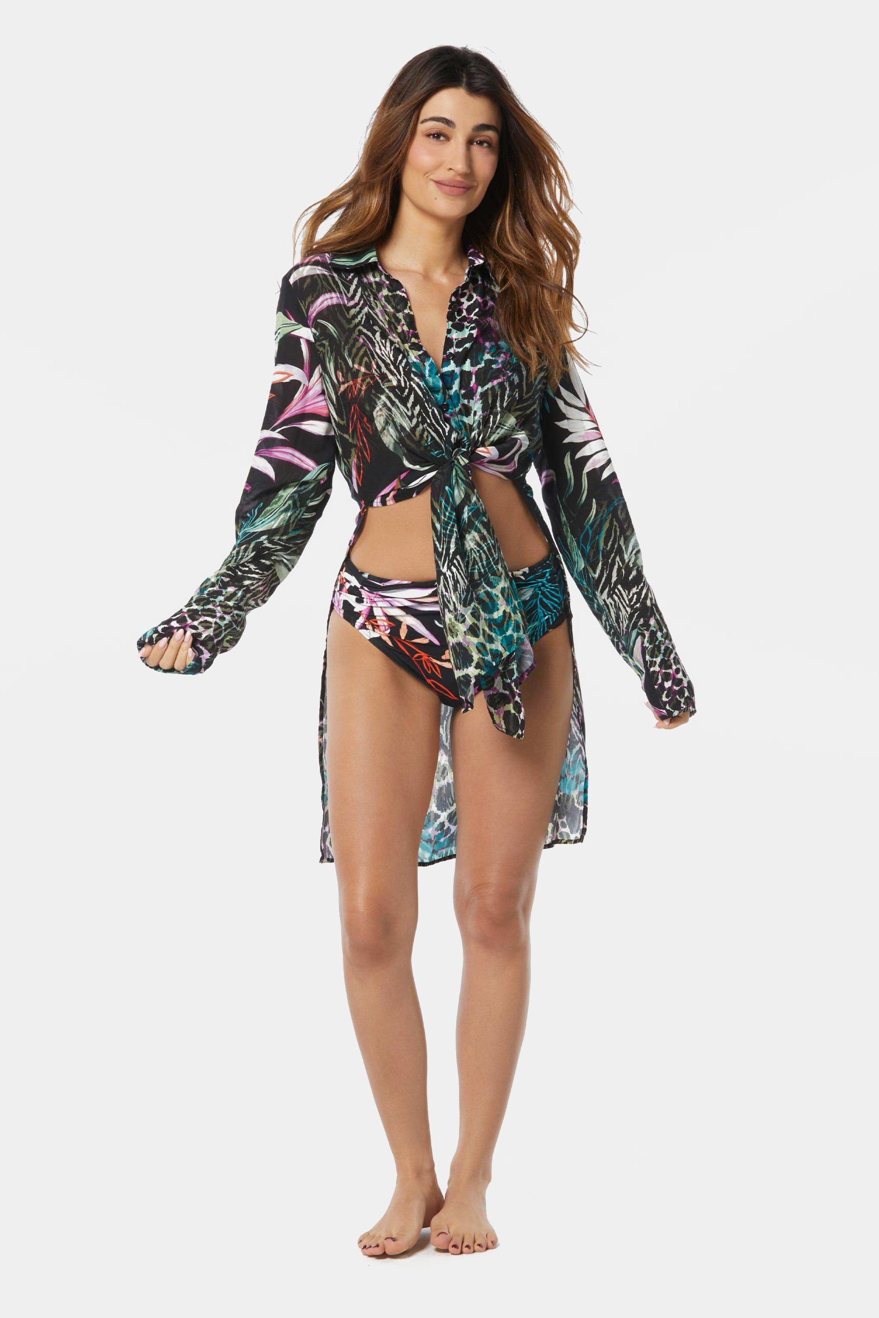 Organic Bloom Tie Front Shirt Cover Up sold by Lord & Taylor product image thumbnail 4